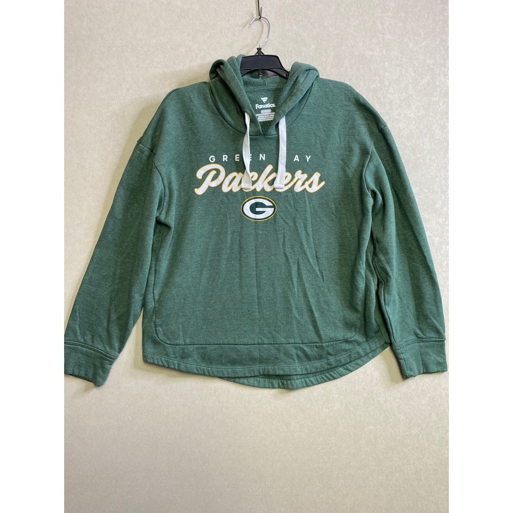 Fanatics Green Bay Packers NFL Women XL Green Heathered Pullover Hoodie Logo